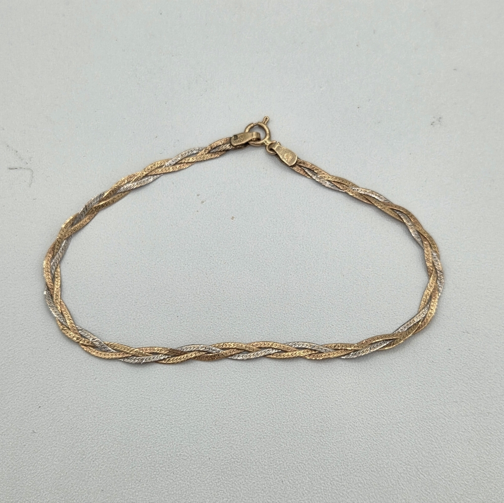 14k Tri-tone Gold Braided Bracelet